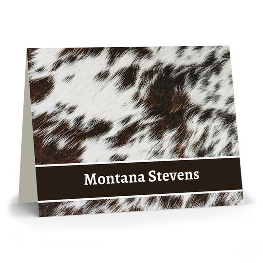 Faux Cowhide Folded Note Cards